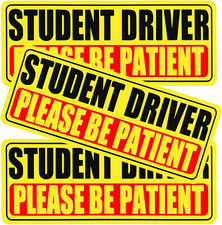 Student Driver Magnet for Car, 3 Pack Please Be Patient New Student Driver Stick