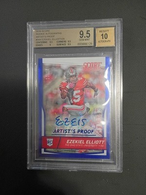 2016 Score Ezekiel Elliott RC Auto Artist's Proof #21/25  BGS 9.5 - Ohio State 