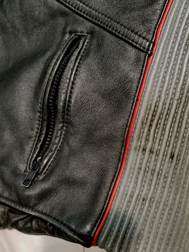 Vintage Yamaha Leather Jacket Black Padded Racer Motorcycle Biker Size 42/Mens M - Picture 11 of 19