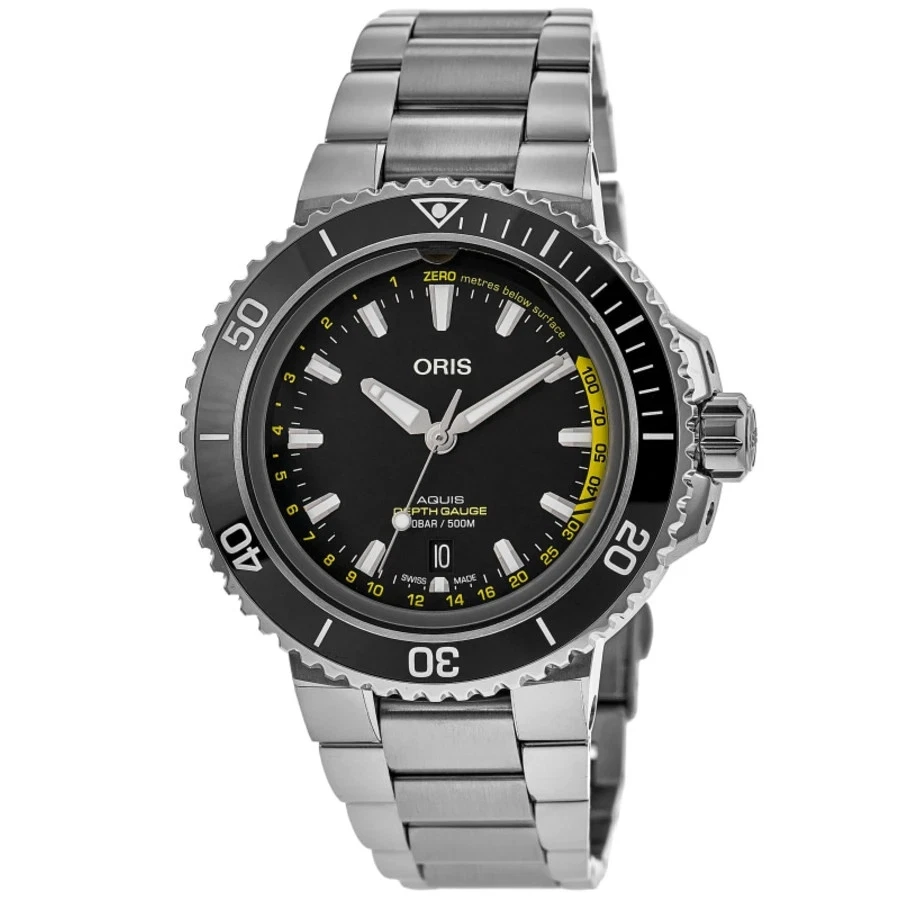 New Oris Aquis Depth Gauge Automatic Black Men's Watch 01 733 7755 4154-Set MB
