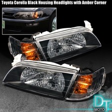 Black 93-97 Corolla Jdm Style Crystal Headlights Lights Wcorner Signal Lamps