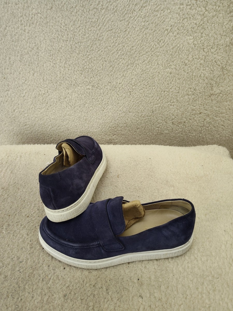Canali Men Loafer 41 Blue Suede Made In Italy Slip On Penny  display picture 3
