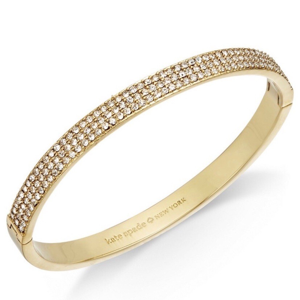 Kate Spade New York gold-tone pavé crystal hinged bangle bracelet