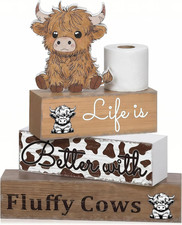 Highland Cow Bathroom Decor Sets, 4 Pcs Rustic Farmhouse Bathroom Decor