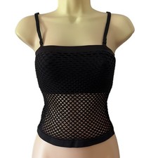 Gilda Marx Black Fishnet Top Shelf Bra Removable Straps Size Large runs small 