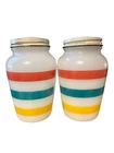 Vintage Milk Glass RARE Fire King Colonial Stripe Salt & Pepper Shakers EUC!
