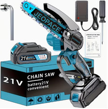 6" Blue Cordless Mini Chainsaw Handheld Electric Pruning Saw with 1 Battery