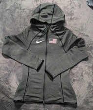 Nike Tech Fleece USA Women’s Full Zip Hoodie Jacket CT4042-001 Gray Pro Elite M