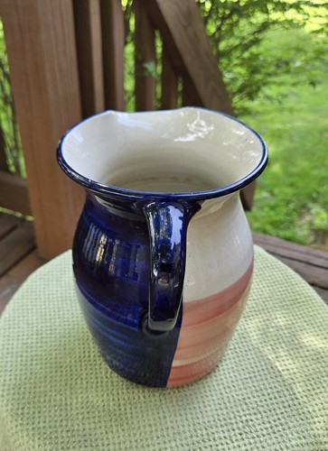 Vintage Marshall Pottery Pottery Stoneware Ceramic Pitcher Texas Flag 7.5" - Picture 5 of 15