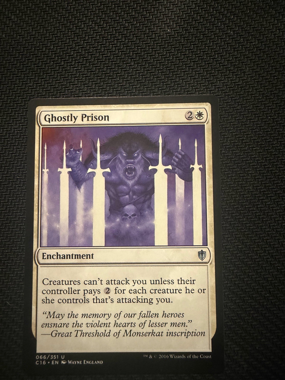 Magic: The Gathering Ghostly Prison Uncommon Enchantment Commander 2016 066 Reg…