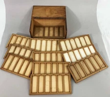 ANTIQUE MICROSCOPE SLIDE CABINET Holds 66 Slides vintage case box