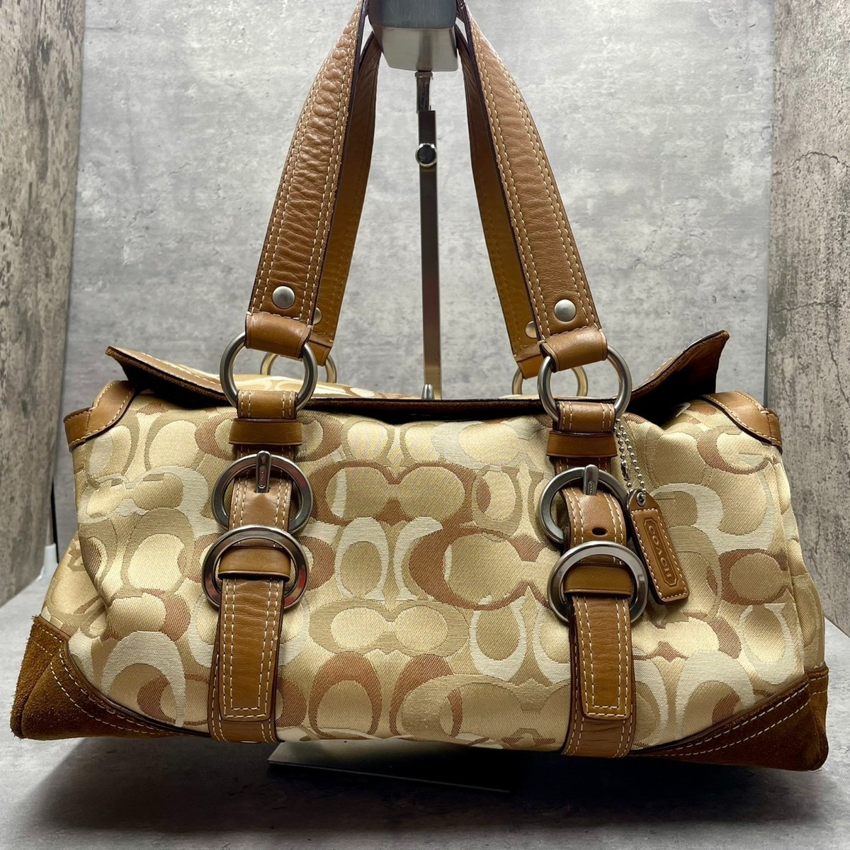 Coach 10145 Chelsea Optic Signature Dark Brown Suede beige