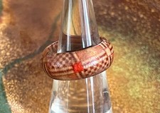 Art Pattern Handcrafted Domed Wood Ring Band. 8mm Wide, Size 5.75 New  Unused j