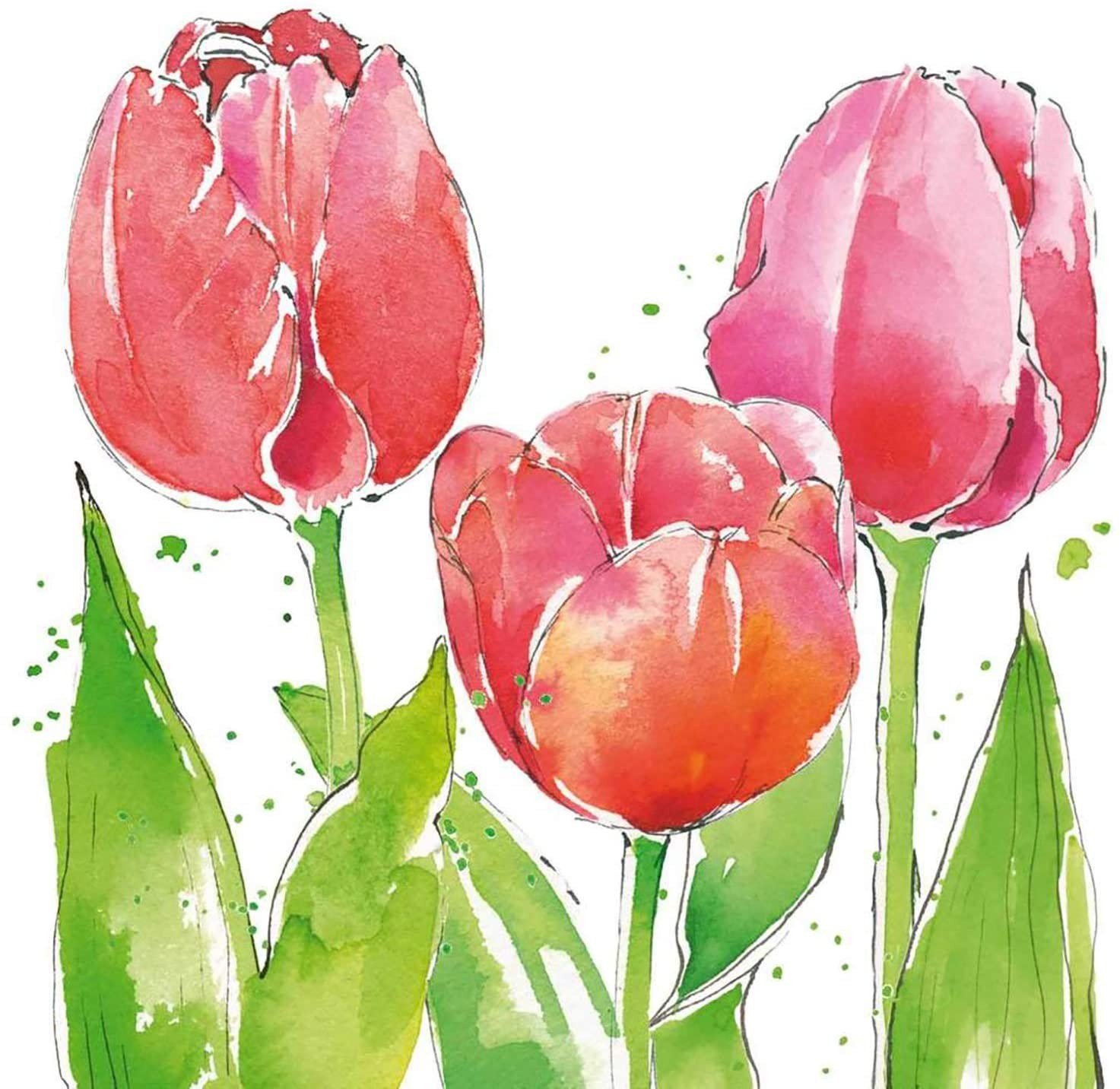 ДИЗАЙН БУМАЖНЫХ ИЗДЕЛИЙ Салфетка для напитков с розовыми тюльпанами 20 КАРАТ 2190₽