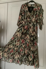 Joanna Hope Foil Print Ruffle Elasticated Waist Midi Dress Multicoloured - UK 16