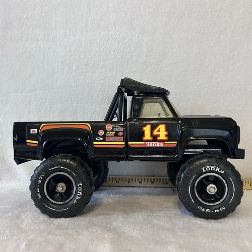 Tonka Black Pickup Truck pressed steel #14 Rally Blackbird 4x4 Ford F150 VTG