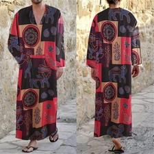 Muslim Middle East Men Jubba Thobe Dubai Turkey Robe Islam Long Sleeve Kaftan 4X