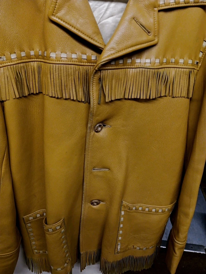 СДЕЛАННЫЙ НА ЗАКАЗ оленьей кожи Берлин Wis. Винтажный пальто куртка родной Western кожи кисточки - Изображение 3 из 4