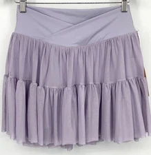 NEW Blogilates Womens Large Ballerina Tulle Skort Skirt Purple Stretch Cross Top