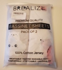 "New" Pack Of 2 Brealize Bassinet Sheets 100 Cotton Jersey 32 X 16 x 4