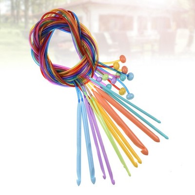 12Pcs Durable Crochet Tools Set Bamboo Needles with Clear Tubing for DIY Crafts