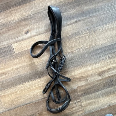 Shires Velociti Black Leather Rolled Padded Snaffle Bridle Horse Sized