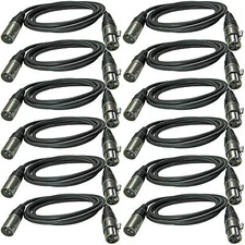 12 LOT pack 3 ft foot feet XLR pin male to female M/F audio mic microphone cable