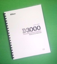 Owners Manual for Nikon D3000 Camera 216 Pages W/Clear Covers 
