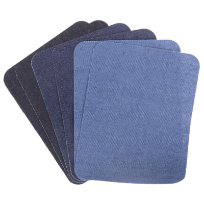 6pcs Assorted Cotton Jeans Repair Kit 3Color Iron On Denim Patch Sewing Appl _r1