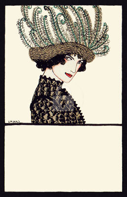 Wiener Werkstatte Postcard 773 Maria Likarz, Fashion 1912 COPY