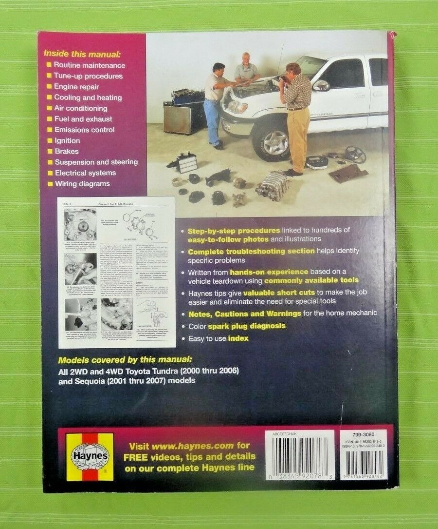 Buy Haynes Repair Manual: Toyota Tundra (2000 Thru 2006) and Sequoia (2000- 2007) : All 2wd and 4wd Models by John Haynes (2010, Paperback) online |  eBay