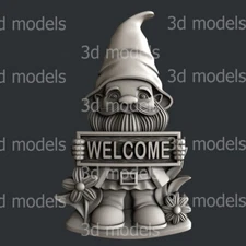 3d STL models for CNC, Artcam, Aspire, relief gnome welcome