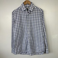 Reiss Moscot Hemd, blau kariert, langarm, Größe Herren Large