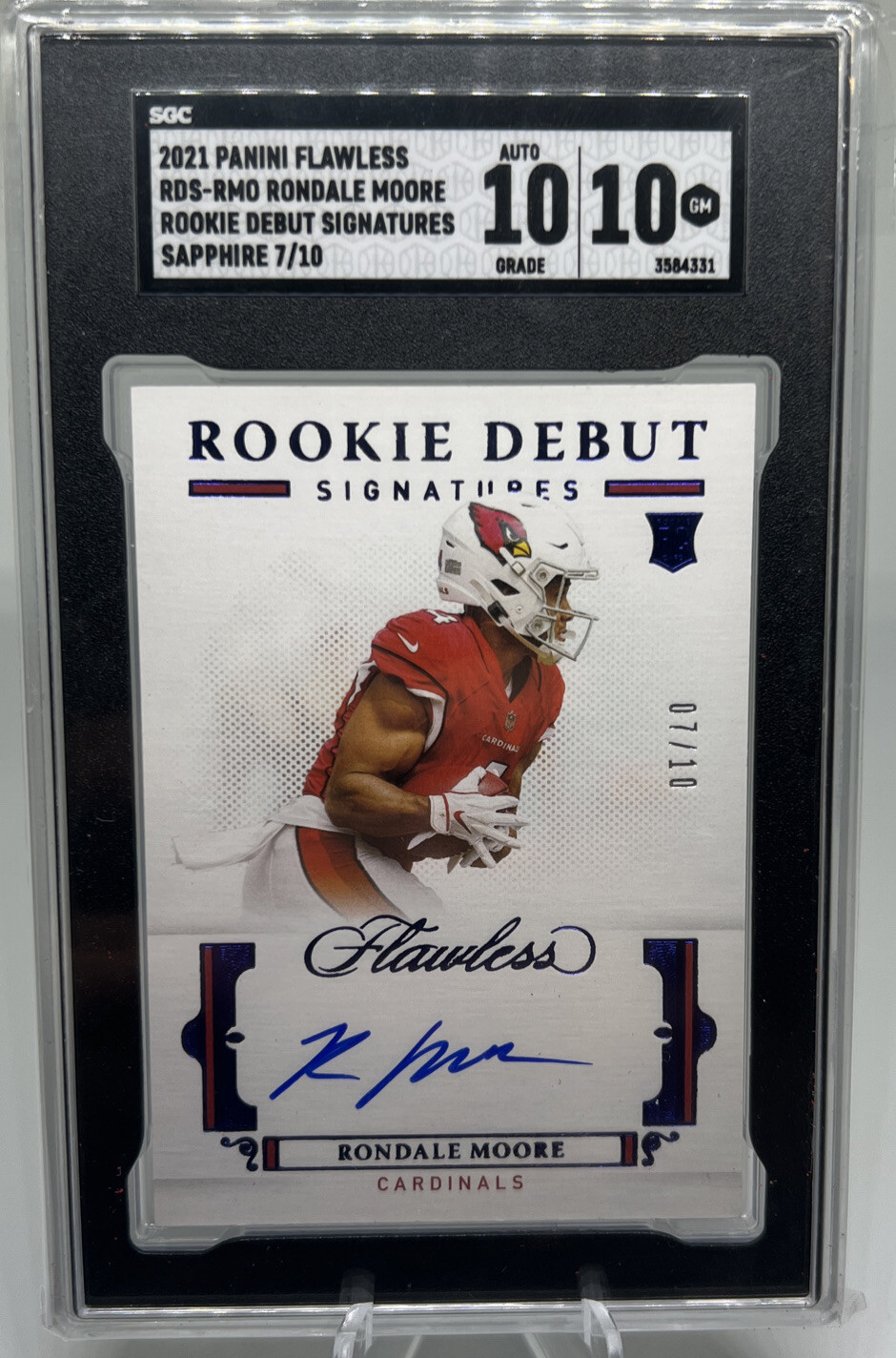 Rondale Moore Panini Flawless Rookie Showcase Relics #RS16 Sapphire