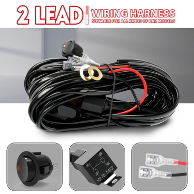 Kabelbaum Set für LED Lichtbalken 12V   40A Relais Sicherung Schalter  2-Lead