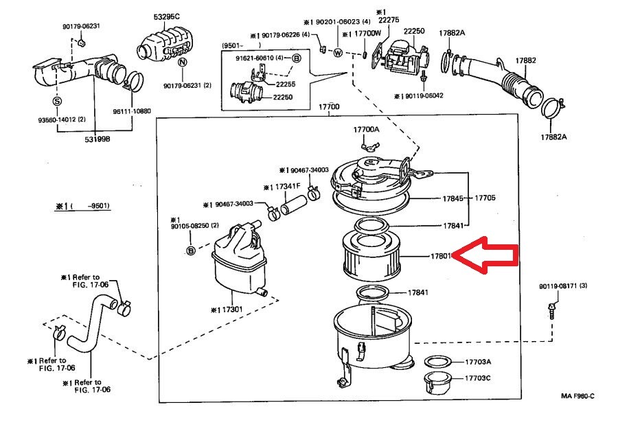 FITS 90 92 TOYOTA LAND CRUISER FJ80 4.0L V6 AIR CLEANER INTAKE