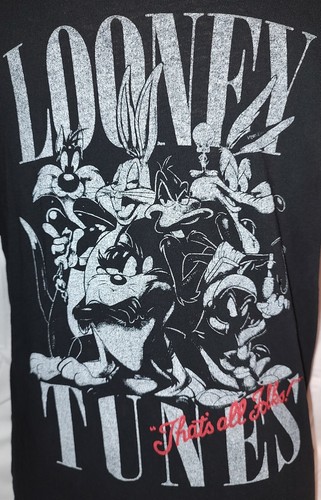 Old Navy Looney Tunes Adult Size Small Black White Graphic T-shirt - Picture 2 of 5