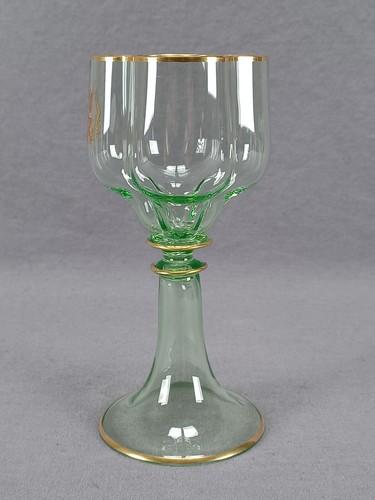 Moser Lobmeyr Bohemian Gold Monogrammed CMR Lobed Green Wine Glass A - Picture 4 of 9