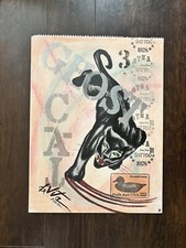 Thom Devita Original Ghost Cat Tattoo Folk Art