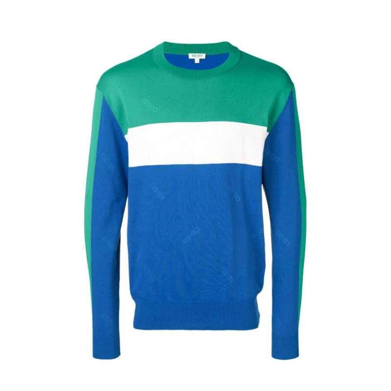 Kenzo Men s Color Block Striped Sweater F955PU2313CD Green Blue BRAND NEW