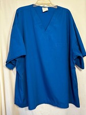 UNISEX 3XL BLUE SCRUB NURSING MEDICAL TOP SHIRT ALL HEART