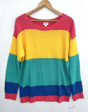 LuLaRoe Mariah Colorful Striped Knit Pullover Sweater Size XL NWT