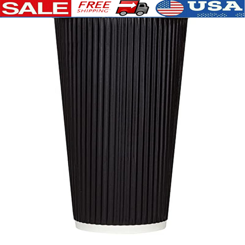Insulated 16oz Paper Hot Coffee Cups 500 Count Ripple Double Poly Lined New