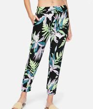 HURLEY WOMEN'S BLACK FLORAL PRINT POCKETS ICON JOGGER PANT Sz M