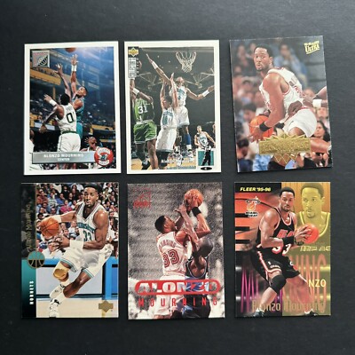 Alonzo Mourning 6 x Card LOT HOF Hornets Heat w Fleer Ultra UpperDeck ScoreBoard