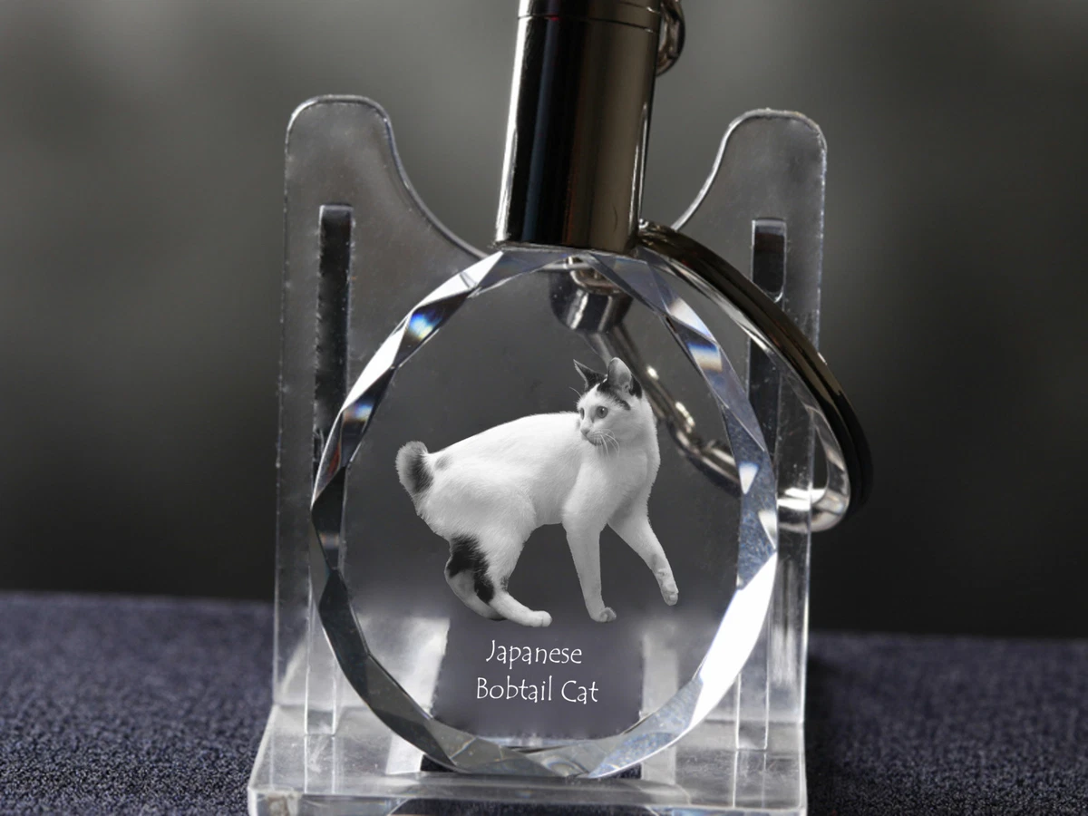 Japanese Bobtai Cat Cat Crystal Round Keyring High Quality
