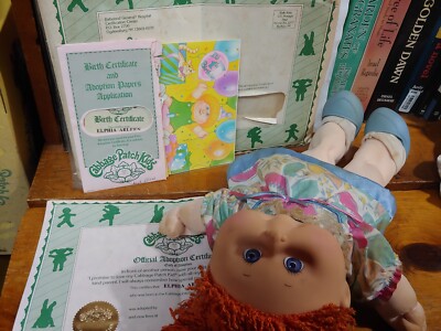 Vintage 1989 Cabbage Patch Doll - Adoption Papers, No Box, Red Hair, Blue Eyes