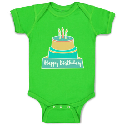Baby Bodysuit Happy Birthday Cakes Funny Cotton Boy & Girl Baby Clothes