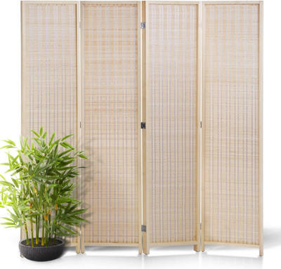 Room Divider Folding Privacy Screens 6 Ft 4 Panel Bamboo Portable Divider Wall F