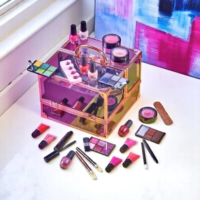 Make Up Set Technic Beauty Case Black & Rose Gold Eyeshadow Nail Polish Kit NG